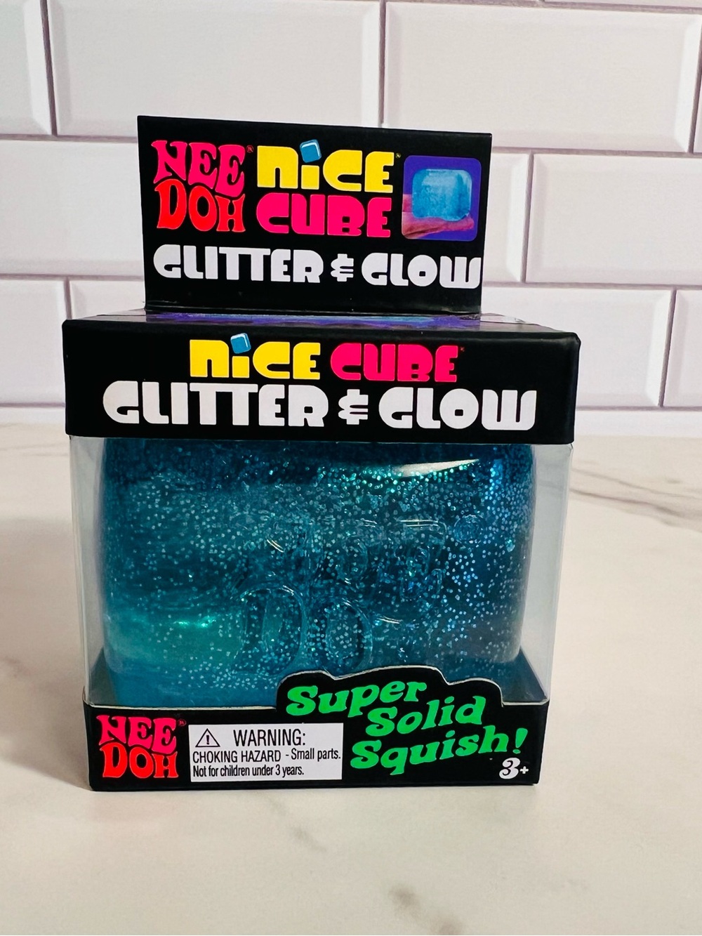 Nice Cube Glitter & Glow Blue Super Solid Squish